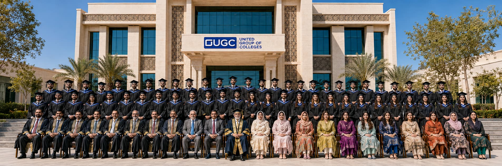 Students walking towards UGC campus building